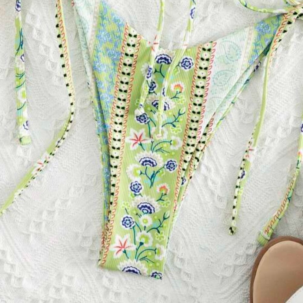 Shein Multicolor Patterned Adjustable Bikini Bottoms